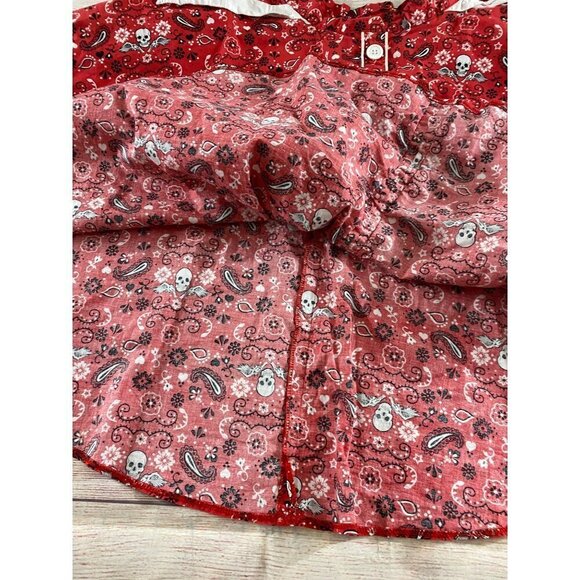 Hell Bunny Vixen Red Rockabilly Skull & Guns Print Skirt - XS - Picture 5 of 11